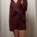 Brown Gauze Shorts
