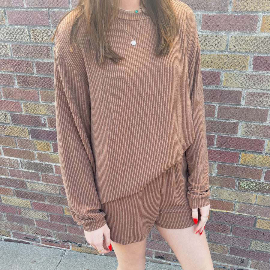 Corded Knit Long Sleeve Top