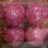 Pink Glitter Dipped Ball Orn Boxed 4”