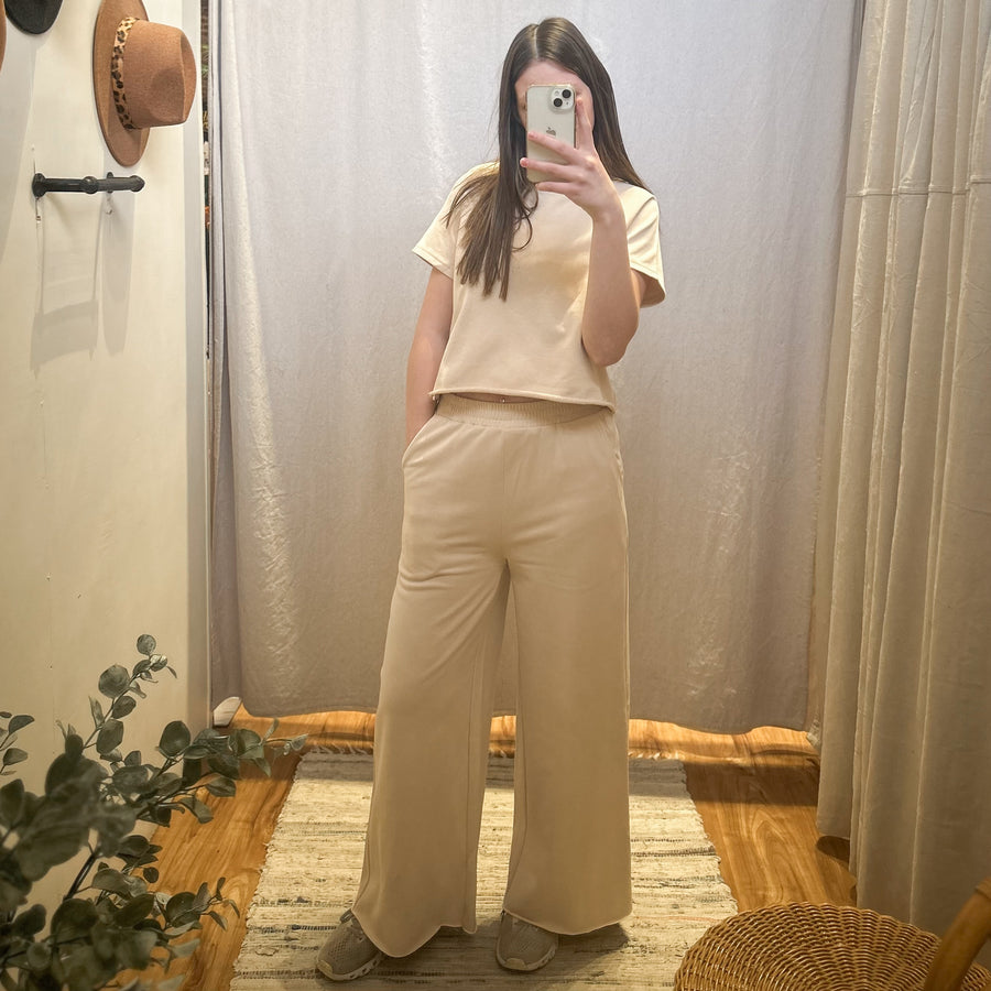 Raw Hem Wide Leg Pants