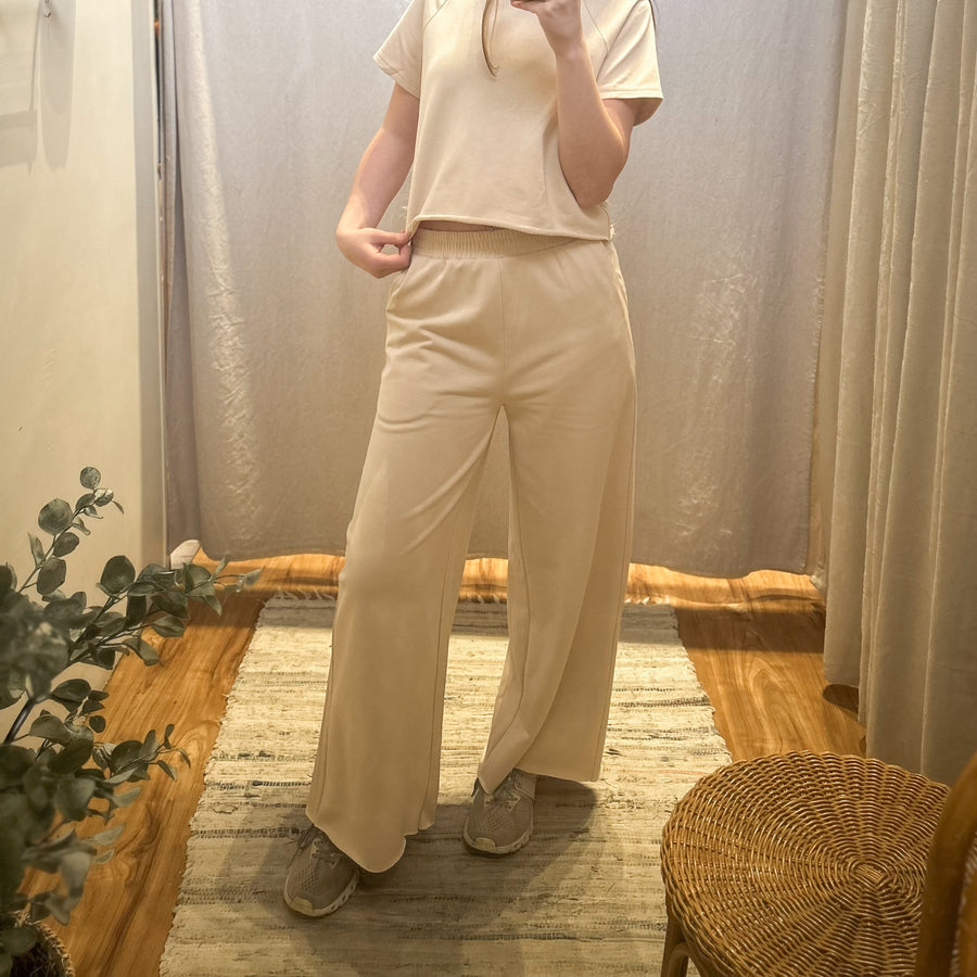 Raw Hem Wide Leg Pants