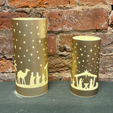 Golden Yellow Lighted Nativity Lantern