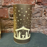Golden Yellow Lighted Nativity Lantern