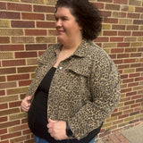 Plus Button Down Leopard Jacket