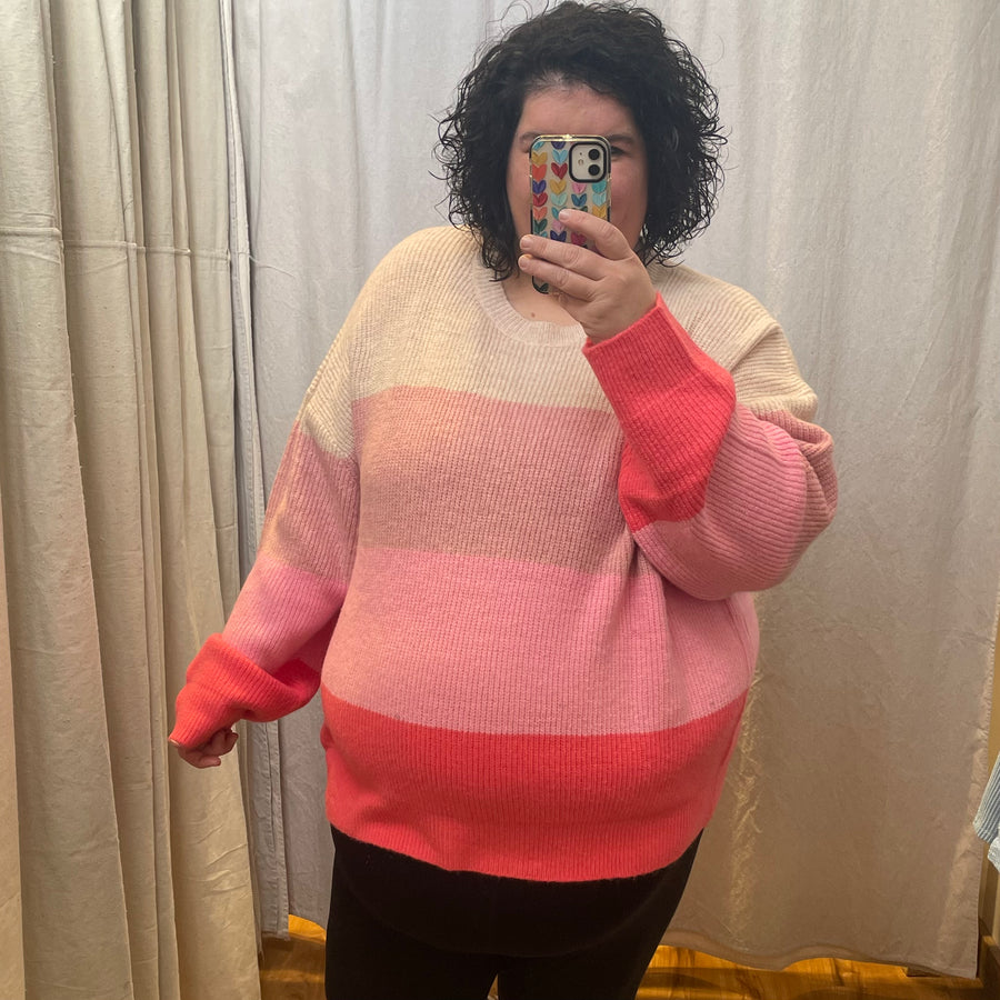 Plus Pink Stripe Sweater