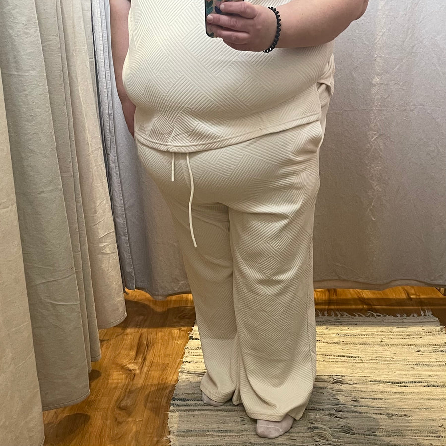 Plus Beige Textured Pants