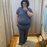 Plus Blue Ribbed Pants