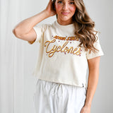 ISU Embroidered Laso Luxe Crop Tee