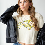 Iowa Embroidered Laso Luxe Crop Tee