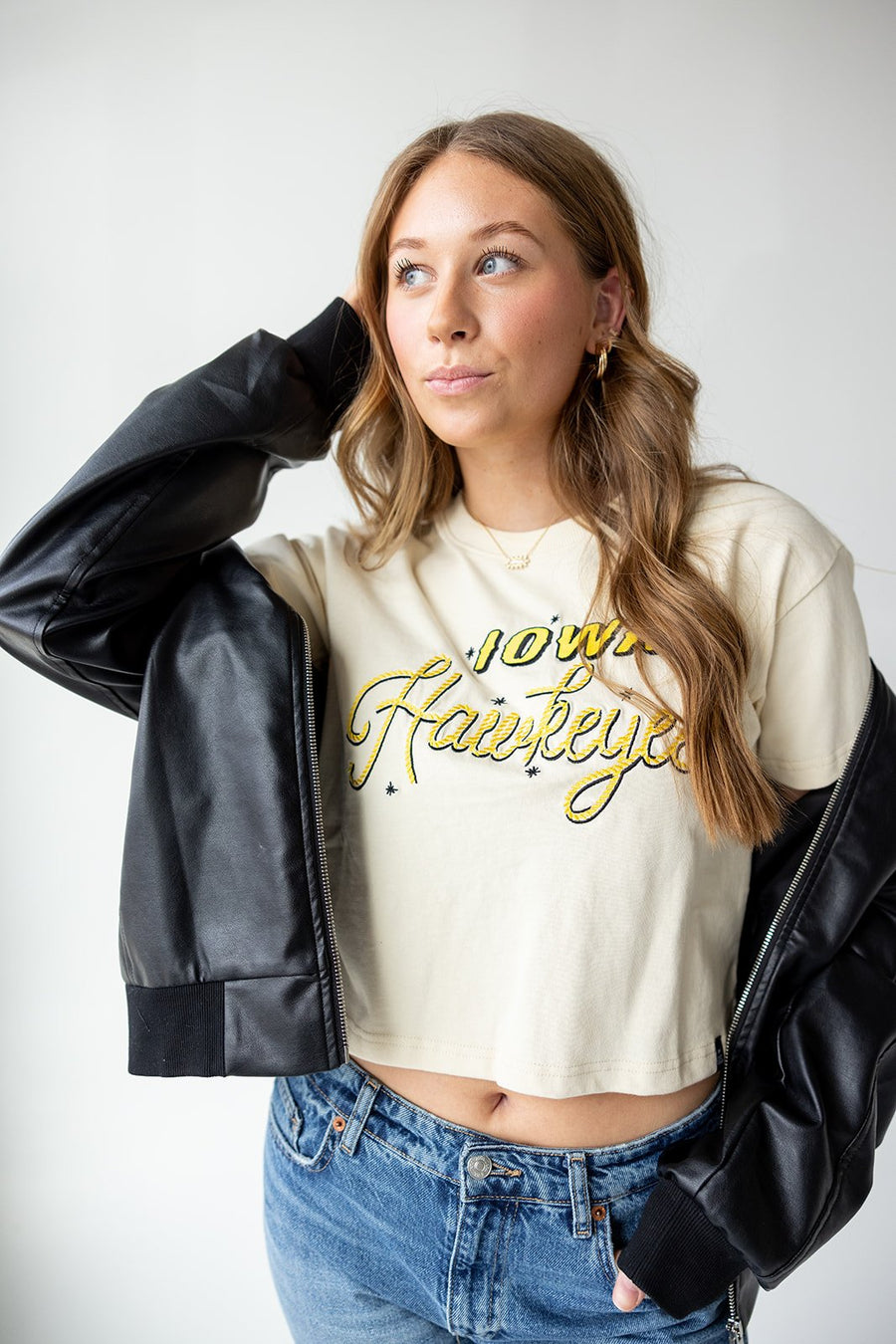 Iowa Embroidered Laso Luxe Crop Tee