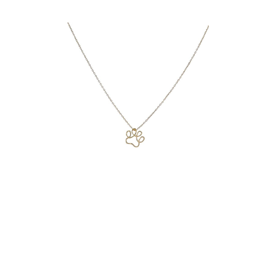 18k Gold Paw Print Pendant Necklace 17"