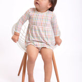 Kids Long Sleeve Plaid  Bodysuit Dress
