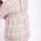Kids Long Sleeve Plaid  Bodysuit Dress