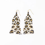 Delilah Cheetah Beaded Fringe Earring