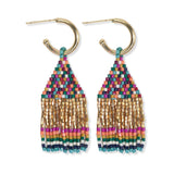 Leta Mini Gold Hoop Confetti Top & Stripe Short Fringe Earrings