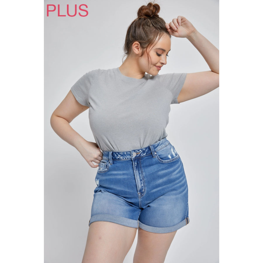 Mica Plus Super High Rise Mom Shorts with Double Cuff