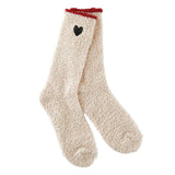Red Trim/Black Heart Cozy Socks
