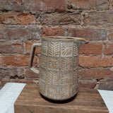 Stoneware Floral Pitcher 8.5”