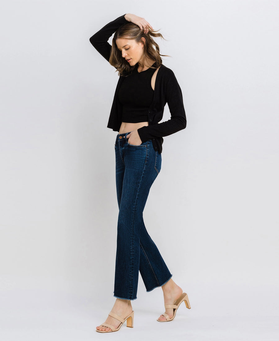 Plus Mid Rise Raw Hem Kick Flare Vervet Jeans