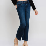 Mid Rise Raw Hem Kick Flare Vervet Jeans