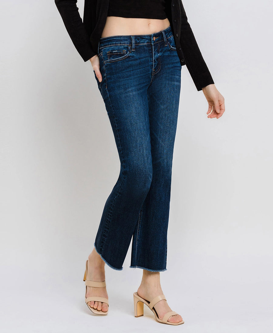 Plus Mid Rise Raw Hem Kick Flare Vervet Jeans