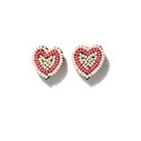 Rose Heart Beaded Earrings