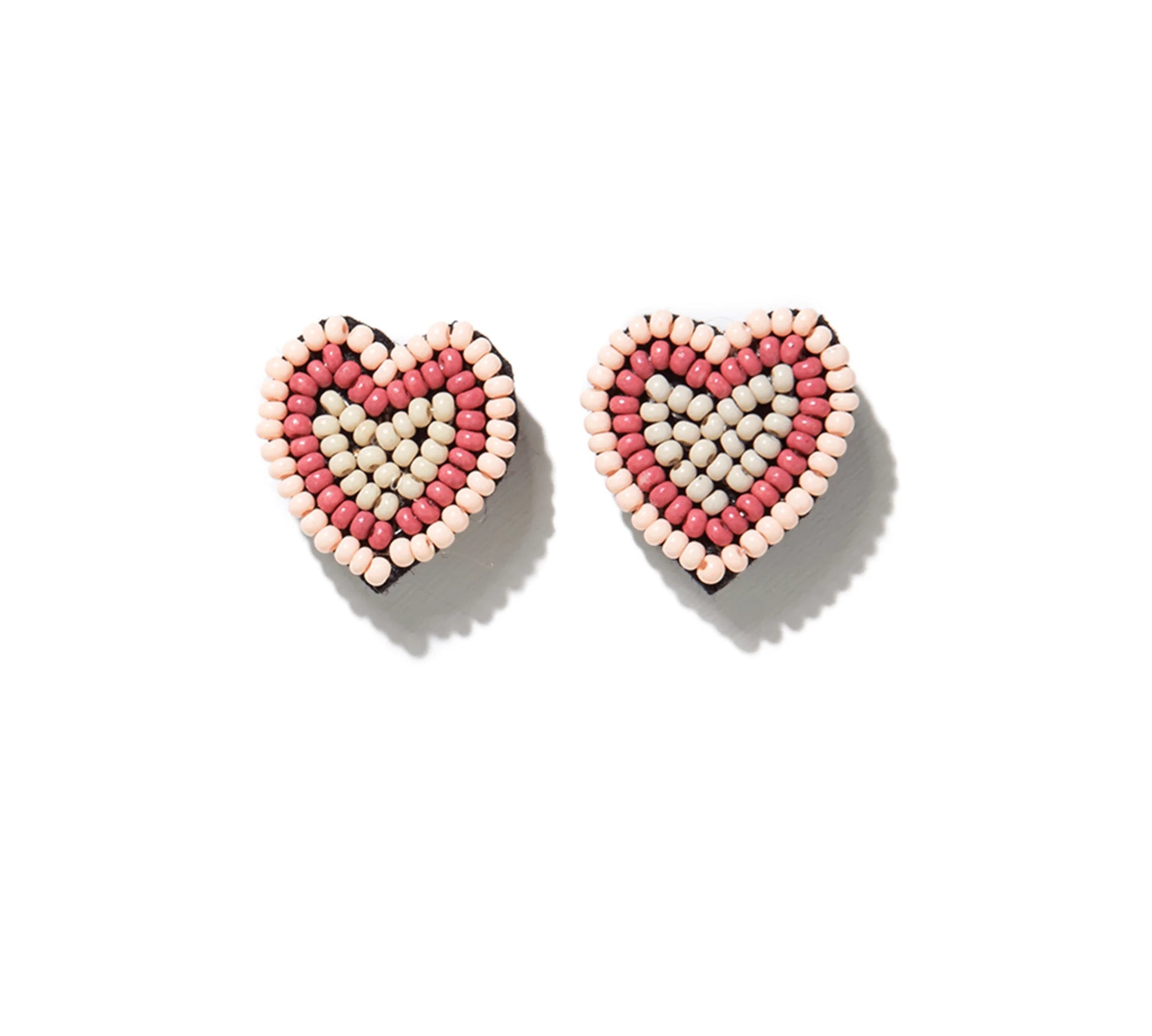 Rose Heart Beaded Earrings