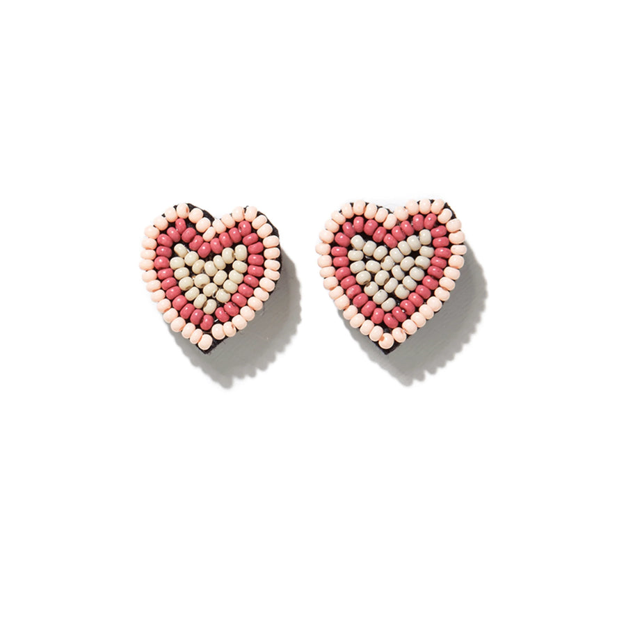 Rose Heart Beaded Earrings