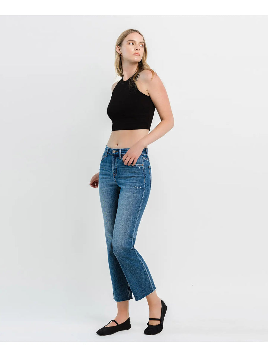 Leela Mid Rise Ankle Straight Vervet Jeans