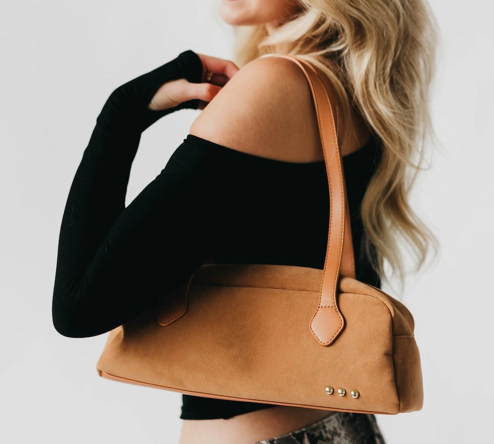 Sally Suede Barrel Shoulder Bag