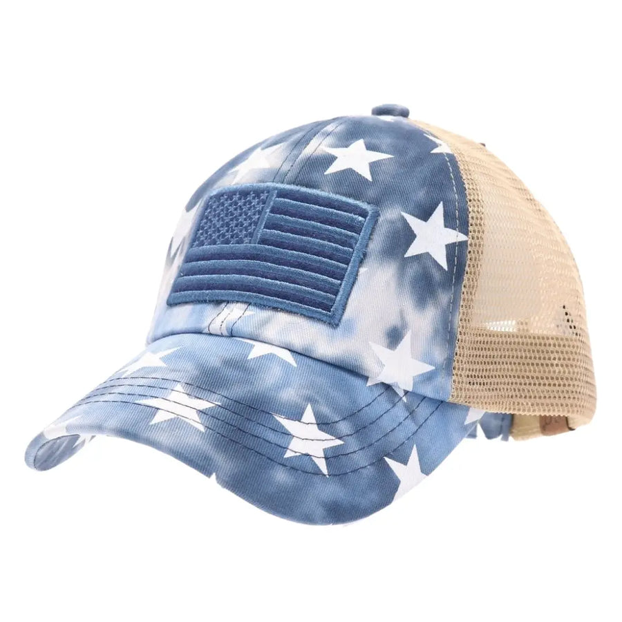 CC Tie Dye USA Flag Patch Pony Cap