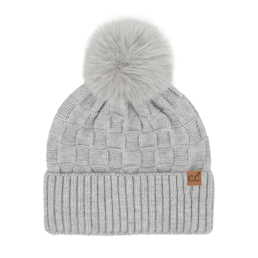 CC Woven Check Pom Beanie