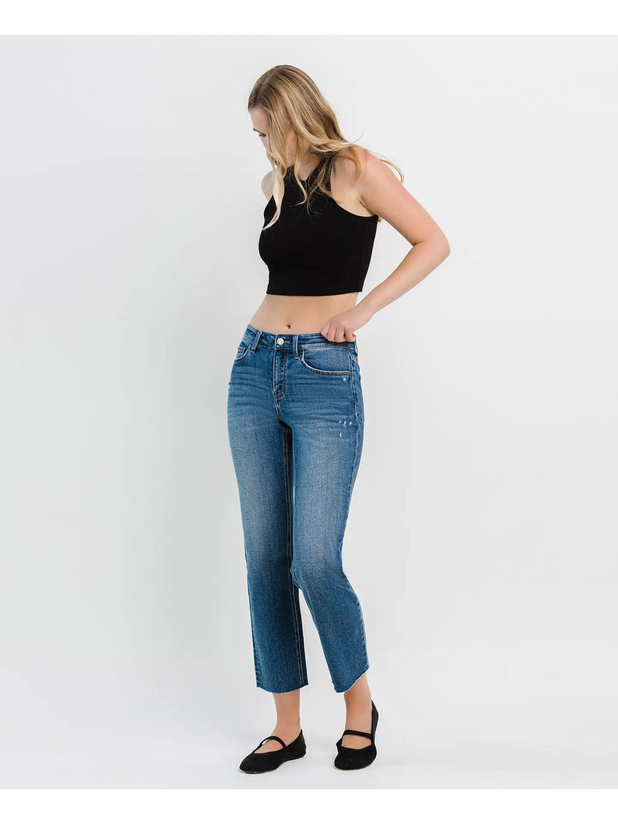 Leela Mid Rise Ankle Straight Vervet Jeans