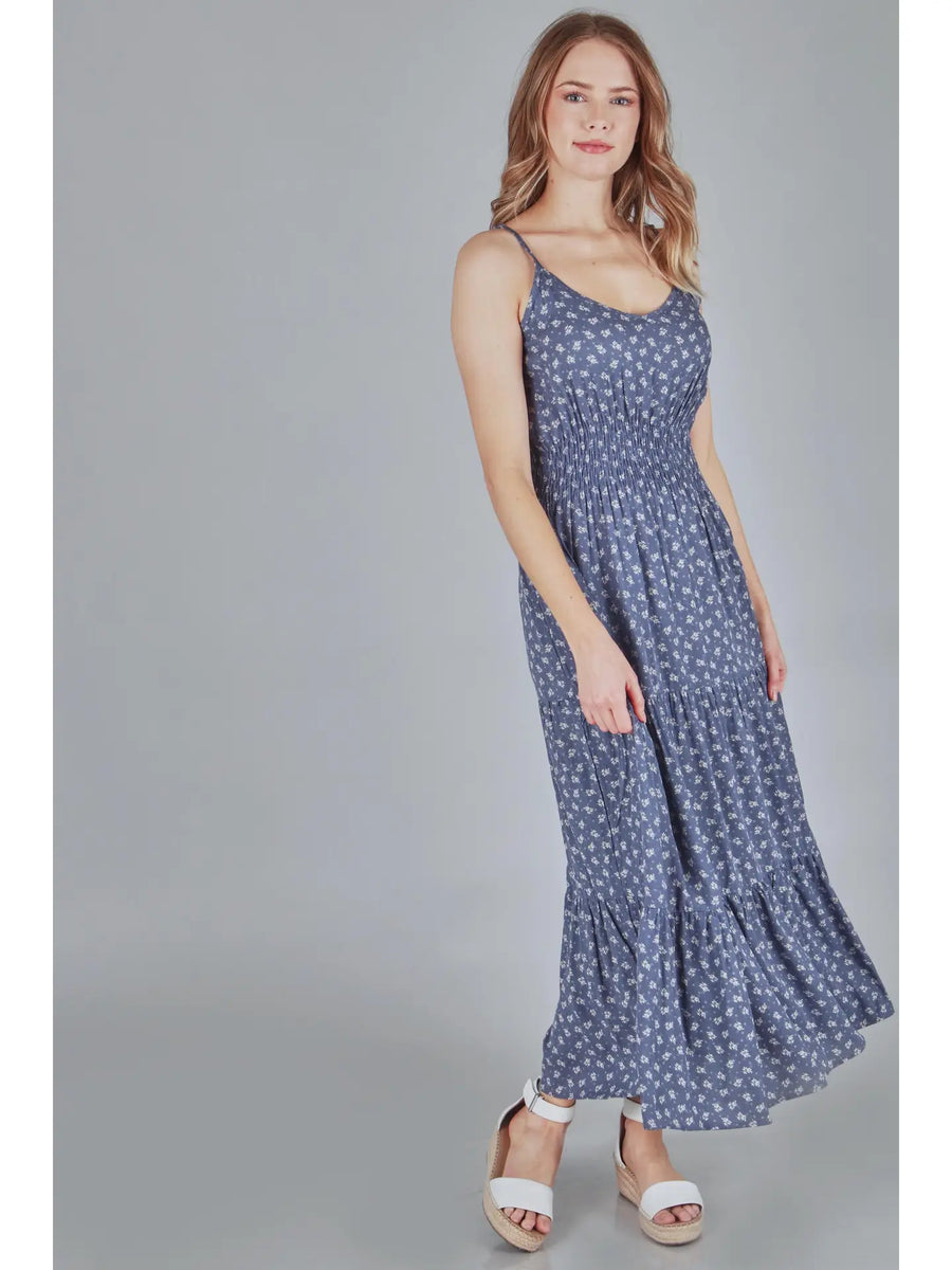 Plus Floral Print Smocked Tiered Dress