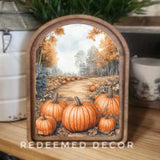 Arch Top Pumpkin Path Sign 6x8"