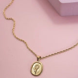 18k Stainless Steel Gold Rose Pendant Necklace