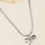 Pearl & Ribbon Pendant Necklace