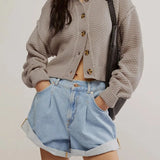 Solid Loose Fit Knit Crdigan