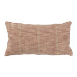 Rust/Natural Woven Cotton Blend Lumbar Pillow 20x10"