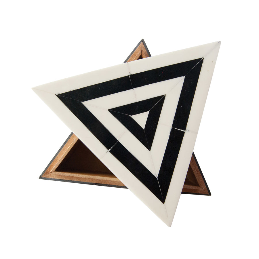 Resin Triangular Striped Box, Black & White