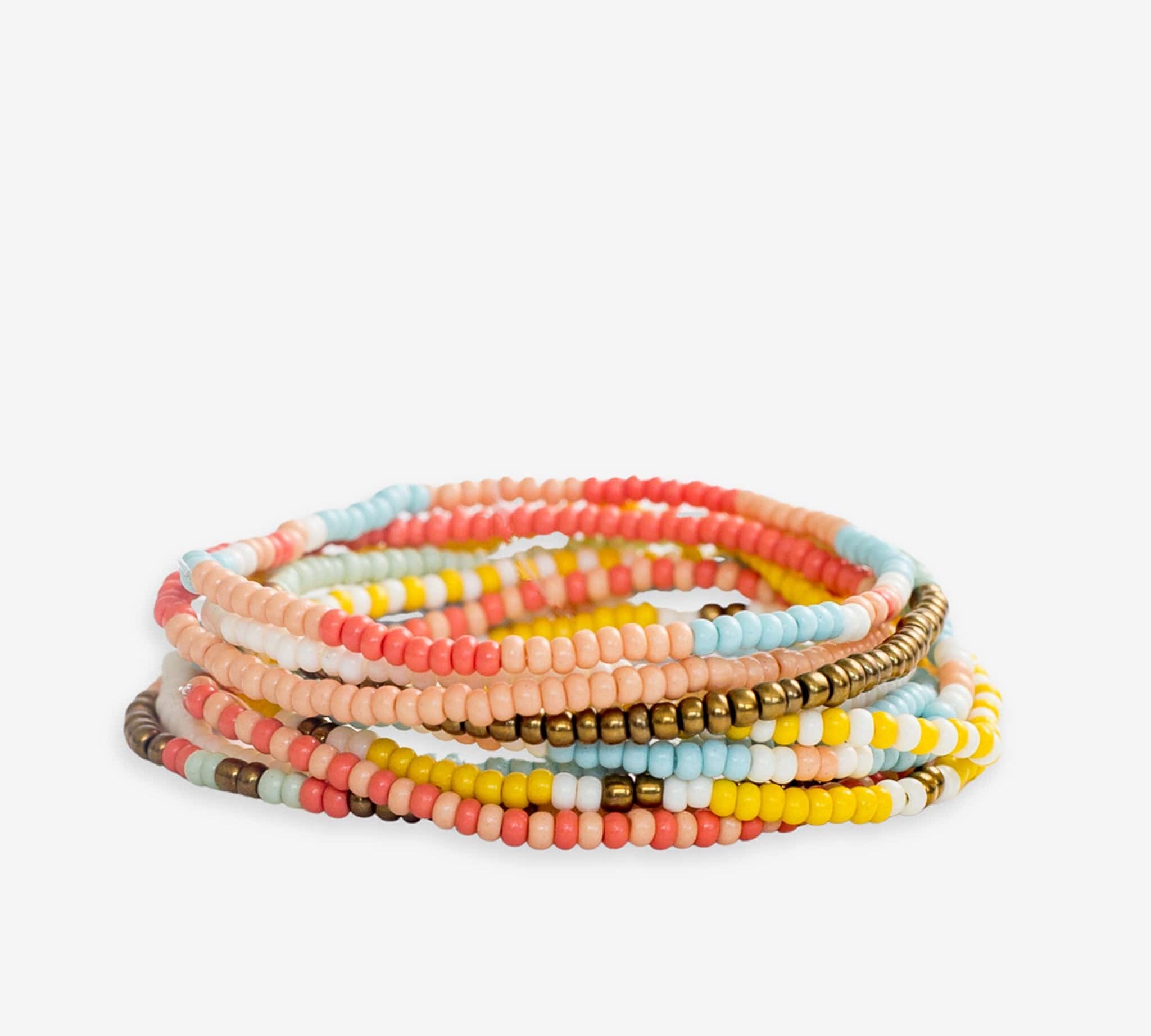 Sage 10 Strand Stretch Bracelets