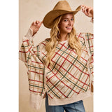 Red/Green Plaid Waffle Sweatshirt