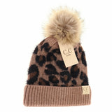 CC Kids Leopard Fur Pom Beanie