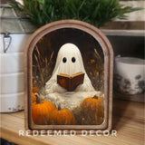 Arch Top Ghost Book Sign 6x8"