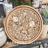 Round Taupe Rose Sign 8"