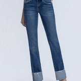 Mid Rise Dark Wash Cuffed Slim Straight Lovervet Jeans