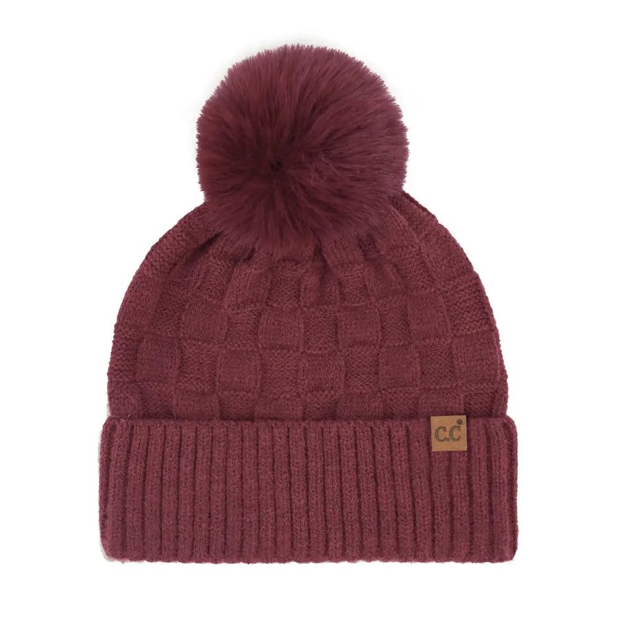 CC Woven Check Pom Beanie