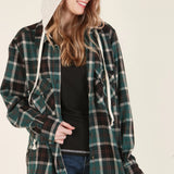 Plaid Detachable Hoodie Shacket