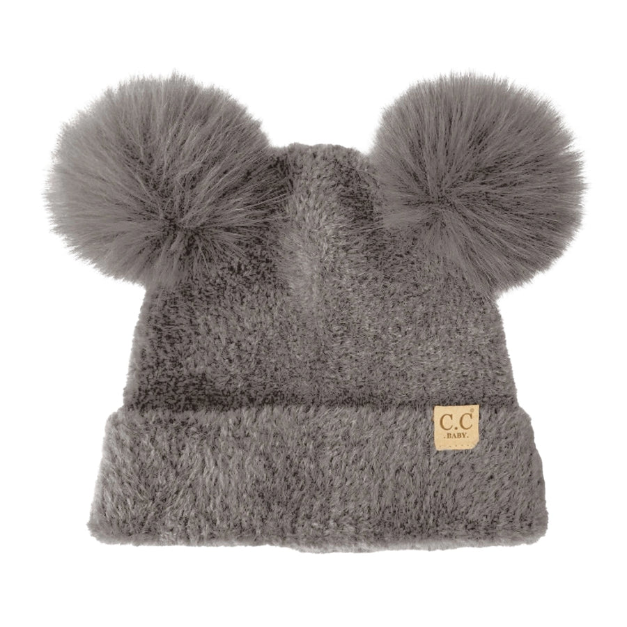 CC Baby Chenille Double Pom Beanie