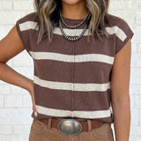 Striped Short Sleeve Knit Sweater